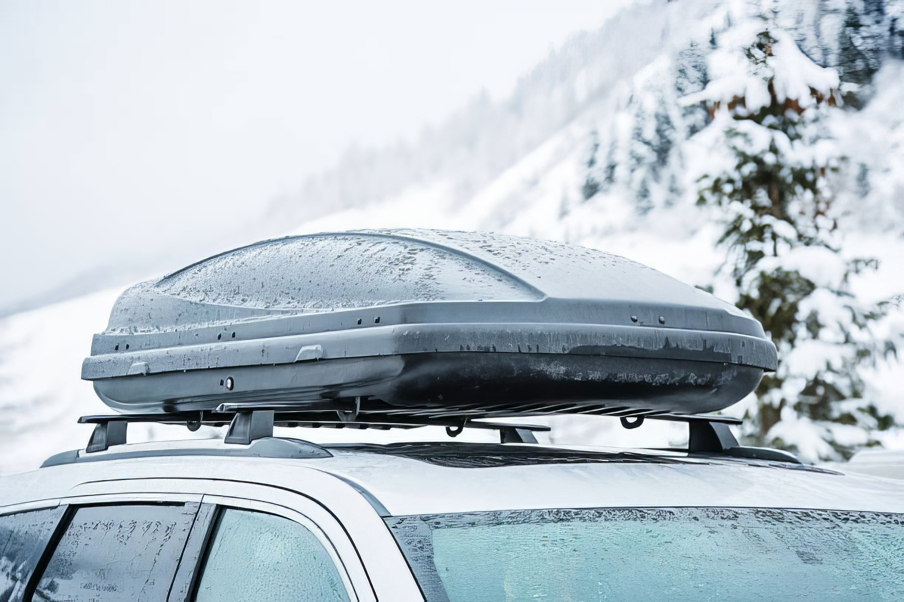 Rooftop cargo box in mountains